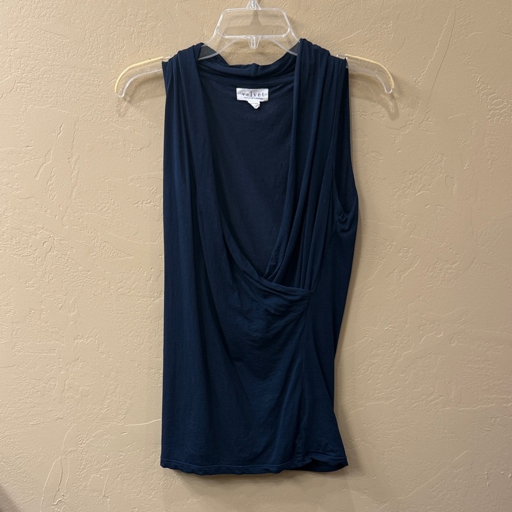Velvet Navy Drape Tank Top